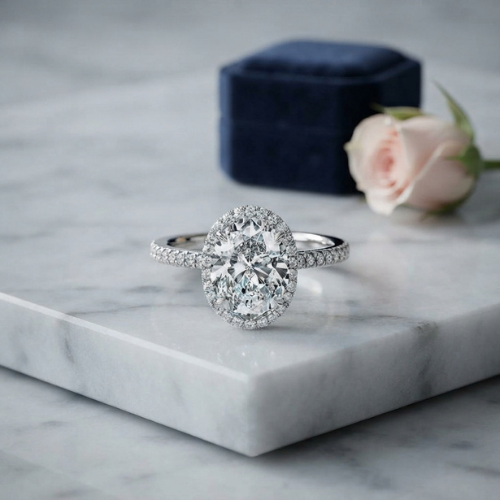 Oval Halo Ring · Moissanite