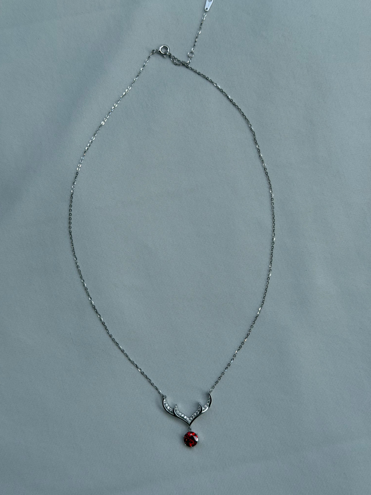 Antler Necklace · Red Moissanite
