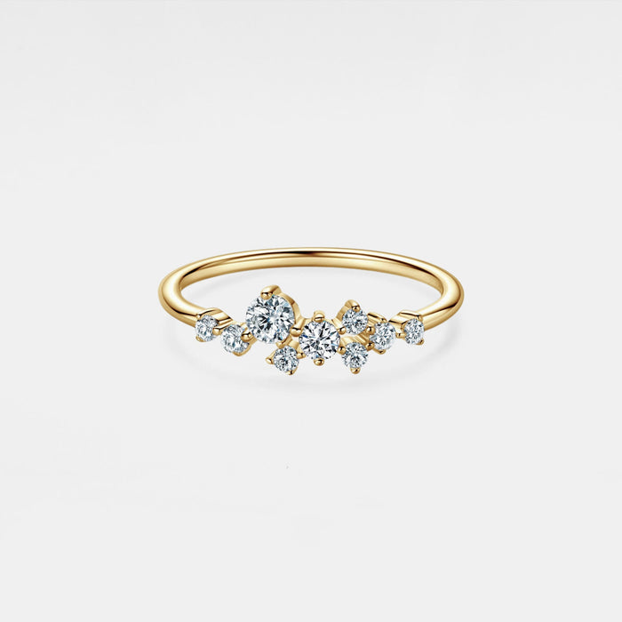 Moissanite cluster stacking ring, gold plated sterling silver