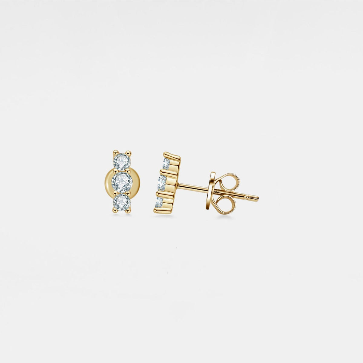 Three Stone Moissanite Earrings