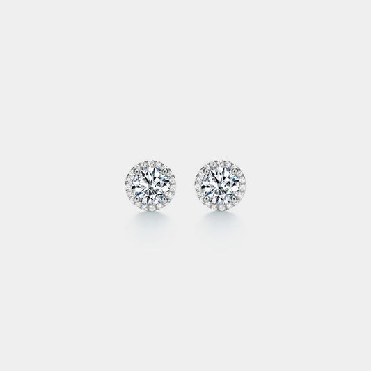 Halo Moissanite Stud Earrings