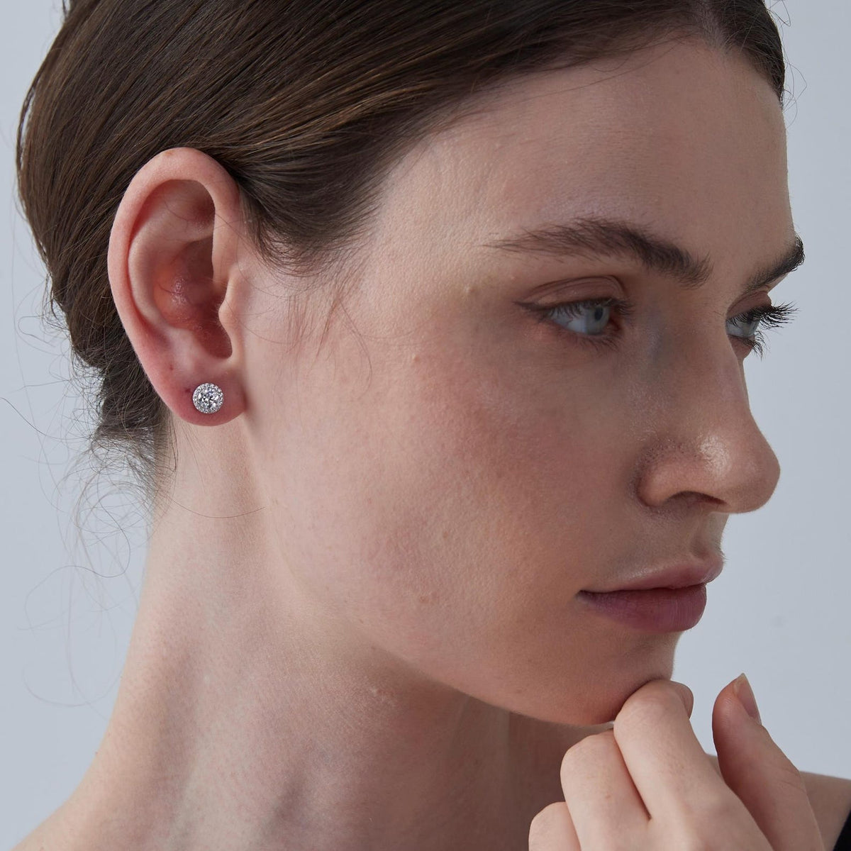 Halo Moissanite Stud Earrings