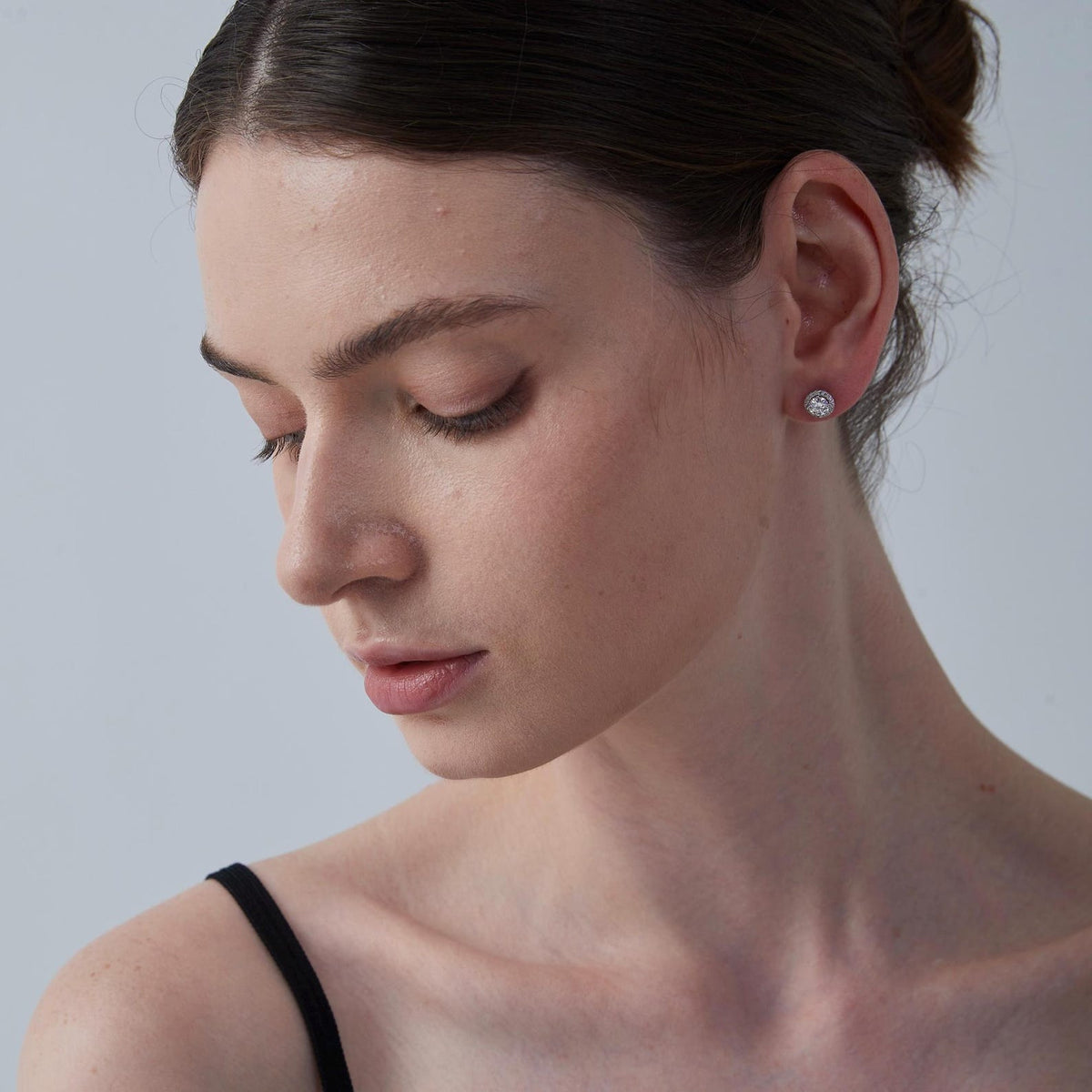Halo Moissanite Stud Earrings