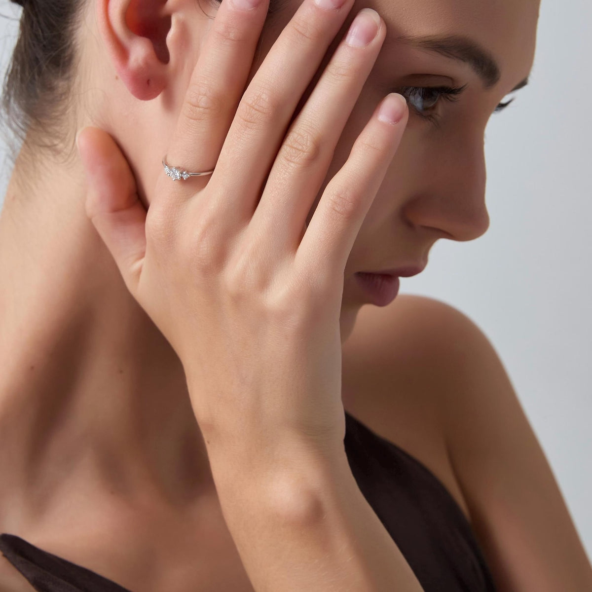Three Stone Ring · Moissanite