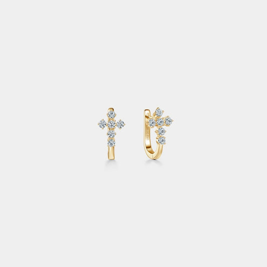 Cross Huggie Hoop Earrings · Moissanite