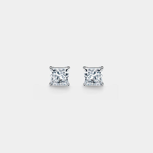 Princess Cut Stud Earrings · Moissanite