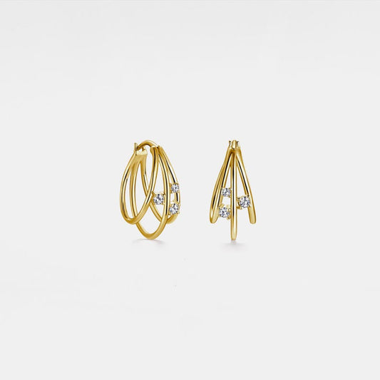 Triple Hoop Earrings · Moissanite