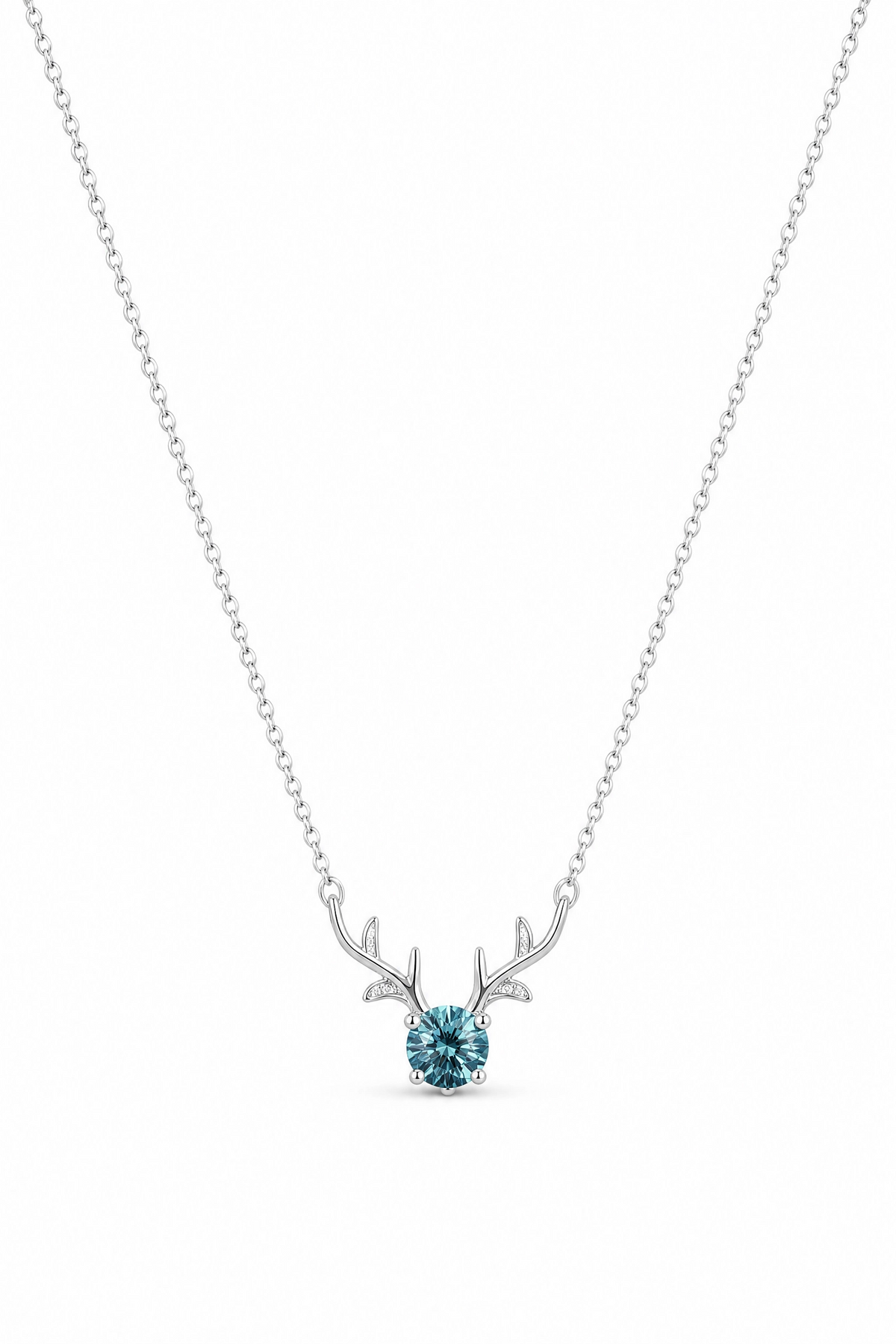 Antler Necklace · Ocean Blue Moissanite