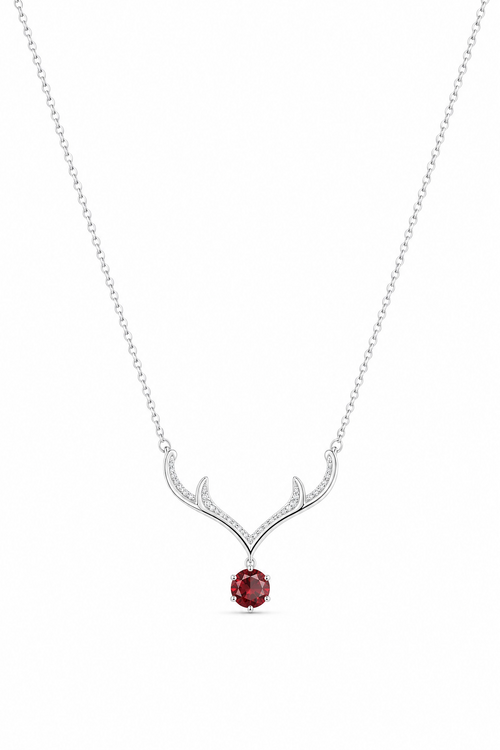 Antler necklace with red moissanite